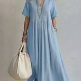 DILETTA | Pleated Cotton Midi Dress