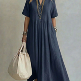 DILETTA | Pleated Cotton Midi Dress