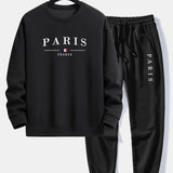Paris Print Relax Fit Crew Neck Sweatshirt & Jogging Pants