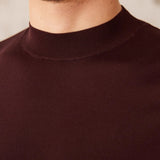 Basic Mock Neck Silk Blend Knit T-Shirt