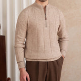 Amsterdam Wool Blend Long Sleeve Half Zip Jumper