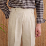 Basel Textured Straight Fit High Waisted Trousers