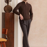 Amsterdam Wool Blend Long Sleeve Half Zip Jumper