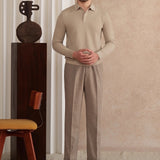 Roma Wool Blend Long Sleeve Polo Shirt