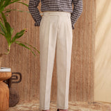 Basel Textured Straight Fit High Waisted Trousers