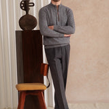 Amsterdam Wool Blend Long Sleeve Half Zip Jumper