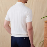 St. Barts Pleated Cotton Blend Short Sleeve Polo Shirt