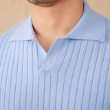 Antibes Ribbed Cotton Blend Short Sleeve Polo Shirt