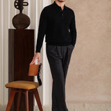 Roma Wool Blend Long Sleeve Polo Shirt
