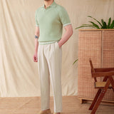 Antibes Ribbed Cotton Blend Short Sleeve Polo Shirt