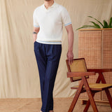 Antibes Ribbed Cotton Blend Short Sleeve Polo Shirt