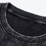 Relax Fit Long Sleeve Washed Distressed T-Shirt