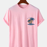 Palm Tree Seagull Print T-Shirt