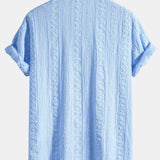 Geometric Jacquard Textured Cuban Shirt & Straight Leg Linen Pants