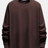 Basic Long Sleeve Heavy Weight Arc Hem T-Shirt
