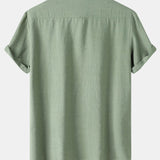 Short Sleeve Textured Button Up Shirt