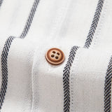 Cotton Blend Striped Button Up Shirt & Straight Leg Linen Pants