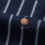Cotton Blend Striped Button Up Shirt & Straight Leg Linen Pants