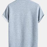 Short Sleeve Geometric Jacquard Arc Hem T-Shirt & Drawstring Corduroy Cargo Jogger Pants