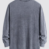 Relax Fit Long Sleeve Washed Distressed T-Shirt