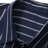 Cotton Blend Striped Button Up Shirt & Straight Leg Linen Pants