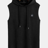 Sleeveless Waffle Hooded Vest & Waffle Drawstring Shorts