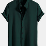 Muscle Fit Ribbed Stand Collar Shirt & Shorts