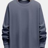Basic Long Sleeve Heavy Weight Arc Hem T-Shirt