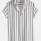 Linen Look Striped Button Up Shirt & Straight Leg Linen Pants