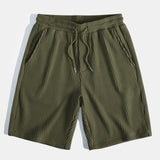 Knitted Waffle Arc Hem Hooded T-Shirt & Drawstring Waffle Shorts