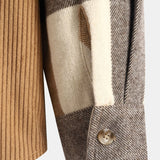 Relax Fit Flannel Plaid Corduroy Patchwork Hooded Shirt & Corduroy Cargo Jogger Pants