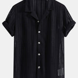 Textured Cuban Shirt & Straight Leg Linen Pants