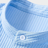 Muscle Fit Ribbed Stand Collar Shirt & Shorts