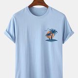 Palm Tree Seagull Print T-Shirt