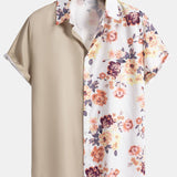 Floral Patchwork  Print Button Up Shirt & Swim Shorts