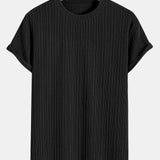 Muscle Fit Ribbed Arc Hem T-Shirt