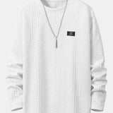Long Sleeve Geometric Jacquard Arc Hem T-Shirt & Jogger Pants