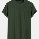 Muscle Fit Ribbed Arc Hem T-Shirt