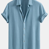 Waffle Button Up Shirt & Drawstring Waffle Shorts