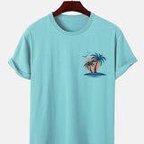 Palm Tree Seagull Print T-Shirt