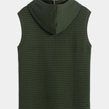 Sleeveless Waffle Hooded Vest & Waffle Drawstring Shorts