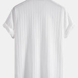 Striped Jacquard Cuban Collar Shirt & Straight Leg Pants