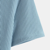 Knitted Waffle Arc Hem Hooded T-Shirt & Drawstring Waffle Shorts