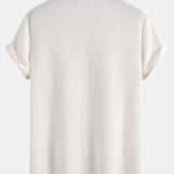 Waffle Stand Collar Shirt & Drawstring Waffle Shorts