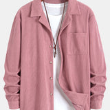 Long Sleeve Corduroy Cuban Collar Shirt & Straight Leg Linen Pants