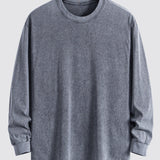 Relax Fit Long Sleeve Washed Distressed T-Shirt
