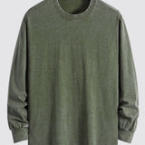 Relax Fit Long Sleeve Washed Distressed T-Shirt