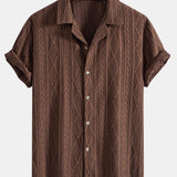 Geometric Jacquard Cuban Shirt & Linen Drawstring Shorts