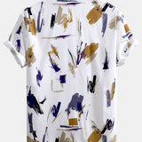 Brushstroke Print Button Up Shirt & Swim Shorts