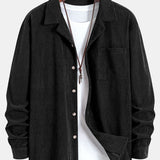 Long Sleeve Corduroy Cuban Collar Shirt & Straight Leg Linen Pants